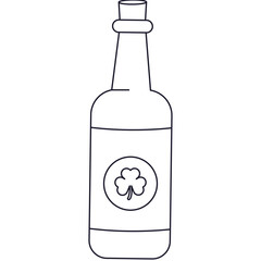 Beer Bottle St Patrick Outline 2D Illustration