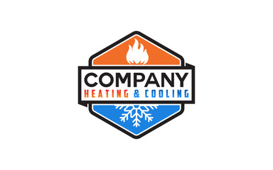 Emblem badge HVAC logo design refrigeration heating and cooling llc, air conditioning logo vintage retro style