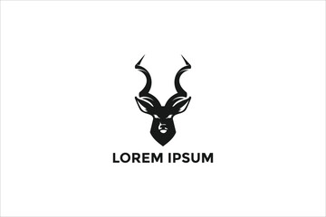 logo template Kudu head front view graphic vector.