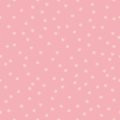 Vector pattern with peas, dots, circles, abstract stars on a pink background. For girls, kids, babies. Polka dot pattern,for printing textiles, web design, social networks.pastel ,different colors.