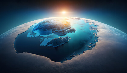 Sunrise over planet Earth in space, Earth, sun, star, and galaxy. Sunrise over planet Earth, view from space