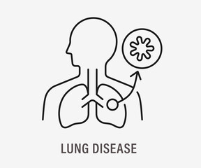 Lung disease outline icon on white background. Editable stroke.