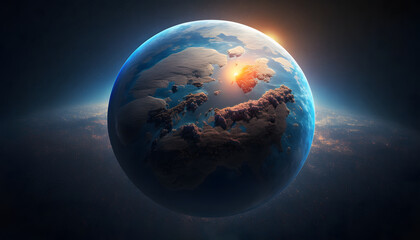 Sunrise over planet Earth in space, Earth, sun, star, and galaxy. Sunrise over planet Earth, view from space