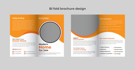 Vector real estate business bifold brochure design Template