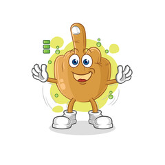 middle finger full battery character. cartoon mascot vector