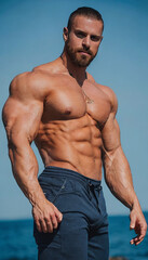 Fototapeta na wymiar Powerful Images of Muscular Men to Get Your Heart Racing - Created by AI 