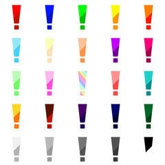 四角いエクスクラメーションマーク　25個セット　バイカラー