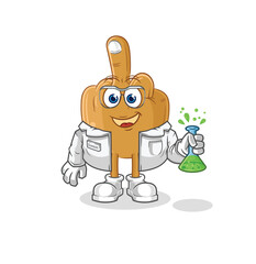 middle finger scientist character. cartoon mascot vector