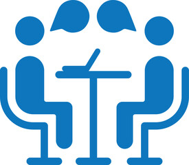 Employer interview icon, business icon blue vector
