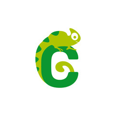 initial letter C chameleon logo design template stock vector 