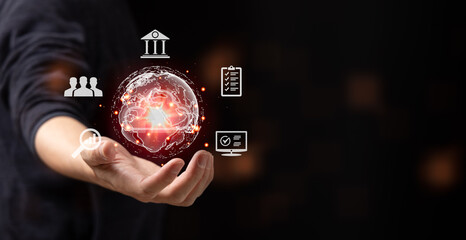 Global Internet connection,Business global internet connection application technology and digital marketing, Financial and banking, Digital link tech, big data.