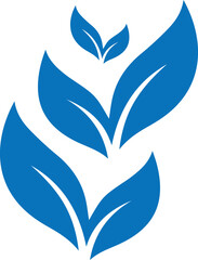 Leaf icon set, natural leaf symbol set blue vector