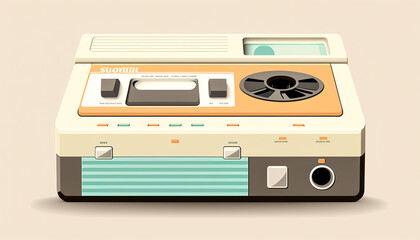 Old vintage tape recorder isolated, generative AI.