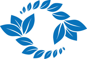 Leaf icon, natural leaf symbol blue vector