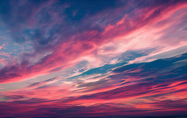 Fototapeta premium amazing evening sunrise sky with blue and orange clouds