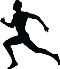 Fototapeta na wymiar male athlete runner run race at finish line black silhouette