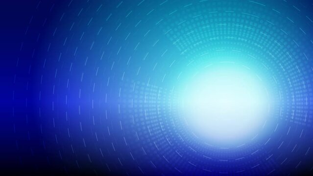 Abstract creative motion spin dash line circle on glare light blue background. Video animation Ultra HD 4k footage.