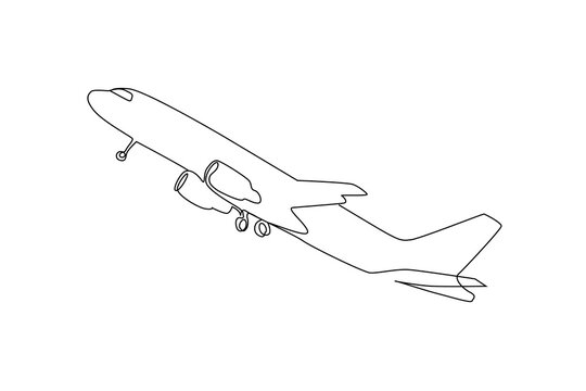 passenger plane preparing to fly line art