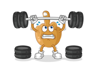 middle finger lifting the barbell character. cartoon mascot vector