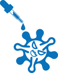 Virus resistance icon, virus infection icon blue vector