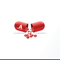 Vitamin A capsule or pill. Dietary supplements