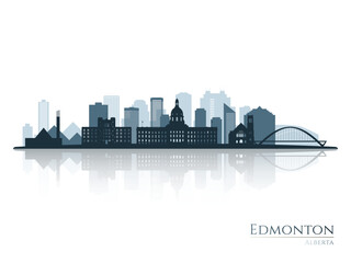 Fototapeta Edmonton skyline silhouette with reflection. Landscape Edmonton, Alberta. Vector illustration. obraz