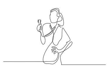 Woman female doctor stethoscope healthcare pose line art