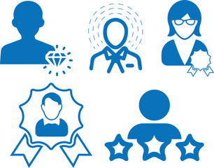 VIP customer user icon set, VIP membership icon set blue vector