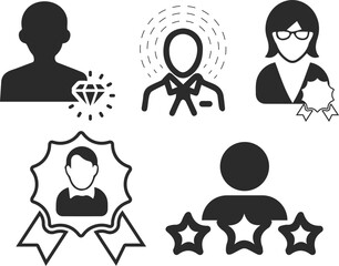VIP customer user icon set, VIP membership icon set black vector