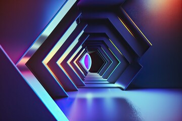 Abstract Modern Architecture Exhibit Tunnels. Photo generative AI