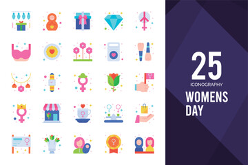 25 Women's Day Flat icon pack. vector illustration.