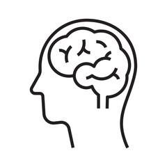 simple icon human brain, black thin line on a white background.