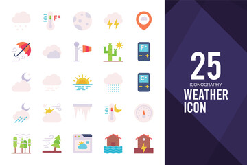Fototapeta na wymiar 25 Weather Flat icon pack. vector illustration.