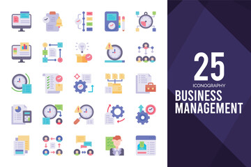 25 Business Management Flat icon pack. vector illustration.