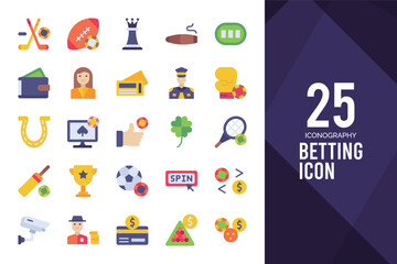 25 Betting Flat icon pack. vector illustration.