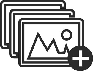 Set of photo series icon, media files icon black vector