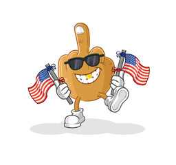 middle finger american youth cartoon mascot vector