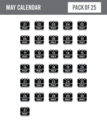 25 May Calendar Glyph icon pack. vector illustration.