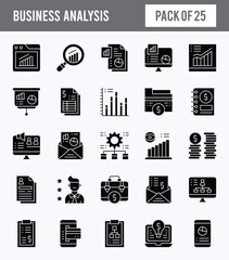 25 Business Analysis Glyph icon pack. vector illustration.