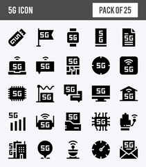 25 5G Glyph icon pack. vector illustration.