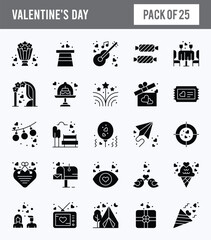 25 Valentine's Day Glyph icon pack. vector illustration.
