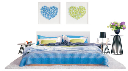 Cosy Summer Colors Bedroom Arrangement - 3D Visualization