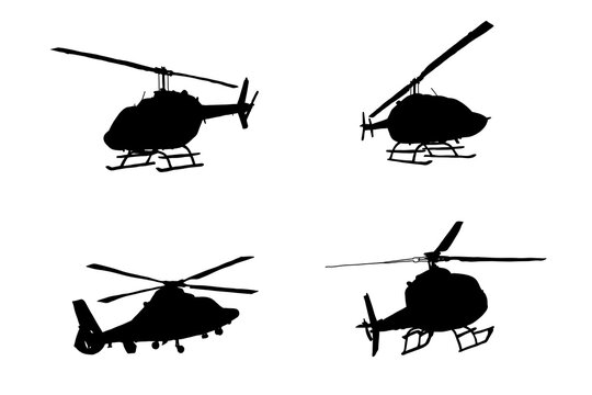Set of silhouettes of helicopters vector design