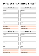 Minimalist planner pages templates. Printable Life & Business Planner Set. Life and business planner. project planning sheet 