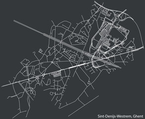 Detailed hand-drawn navigational urban street roads map of the SINT-DENIJS-WESTREM MUNICIPALITY of the Belgian city of GHENT, Belgium with vivid road lines and name tag on solid background