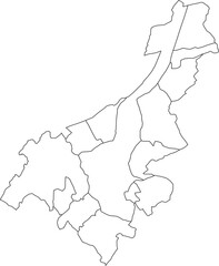 Fototapeta premium White flat vector administrative map of GHENT, BELGIUM with black border lines of its municipalities