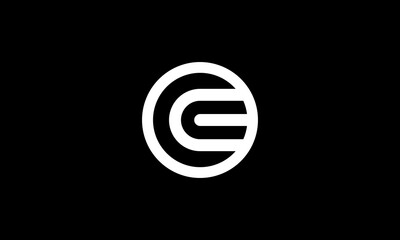 C and E initial logo outline circle