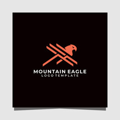 Monogram mountain eagle premium logo design template