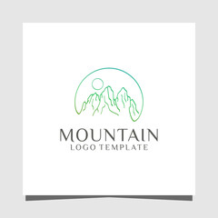 Mountain line art minimalist premium logo design template