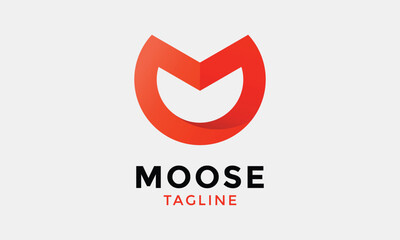 Obraz premium Logo vector minimalist design red color creative brand half circle concept